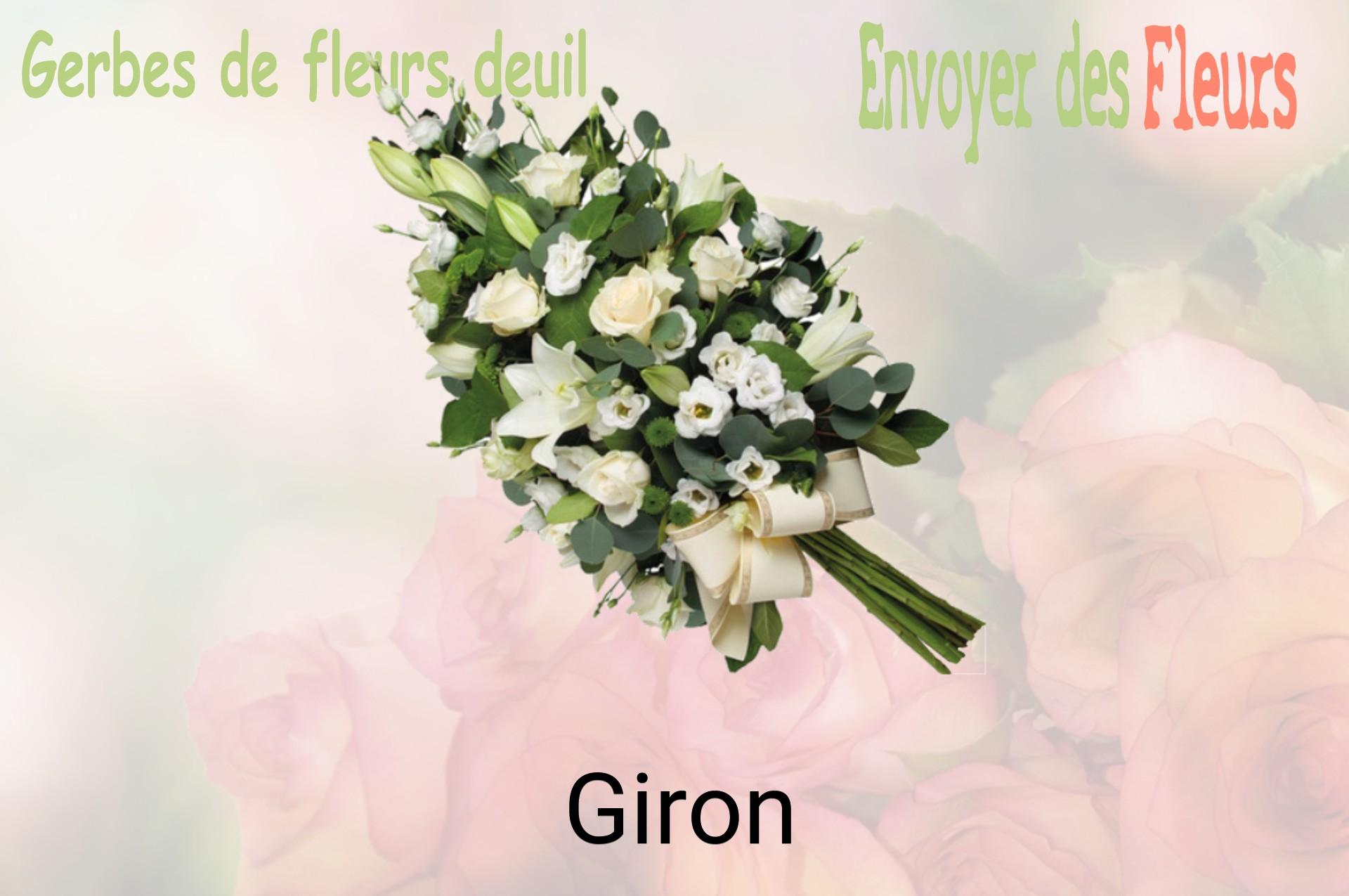 Gerbe de fleurs de deuil livrée à Giron